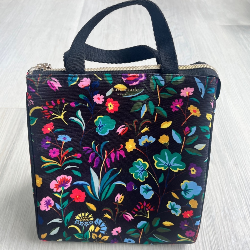 Kate Spade Floral Black Lunch Tote